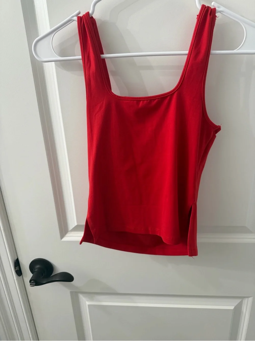 Red Sleeveless Draped Tank Top